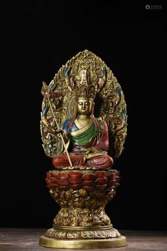 铜彩绘地藏王菩萨造像