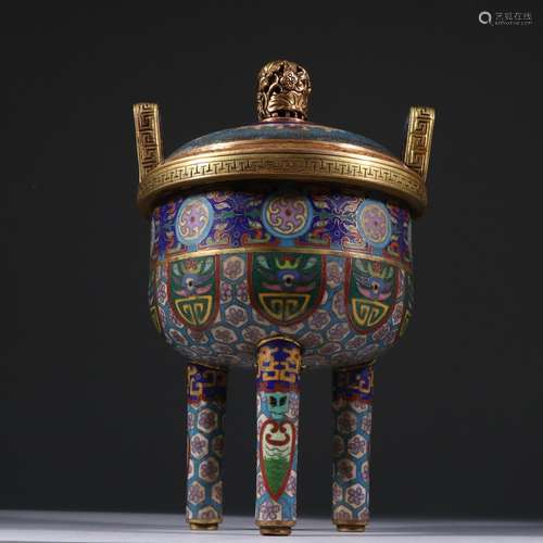 wire inlay cloisonne three foot with cover censerSpecificati...