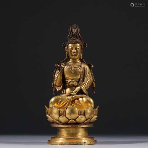 Copper and gold guanyin caveSpecification: 18.3 cm high 7.5 ...