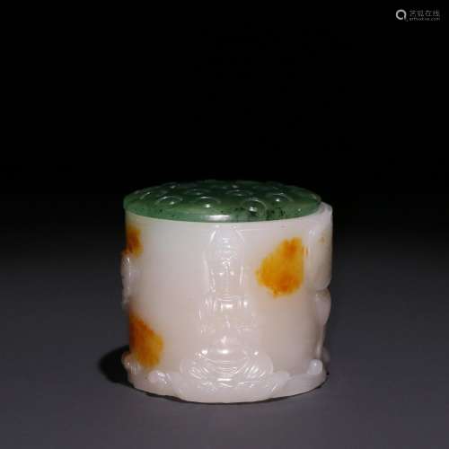 Hetian jade seed box BanZhi strip.Specification: high BanZhi...