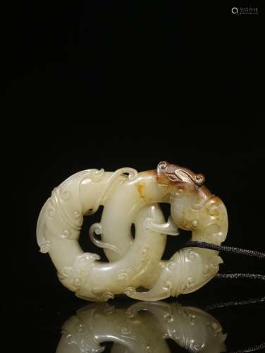 Hetian jade is hand-carved benevolent grain pendantSize: 1.2...