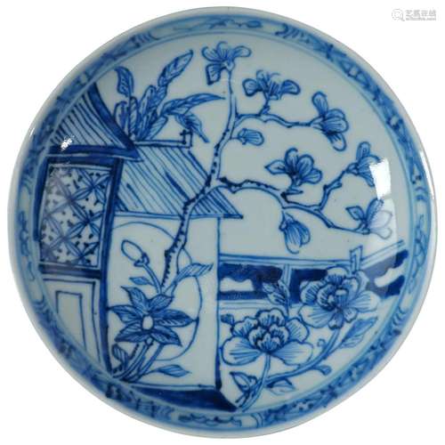 Chinese Kangxi Blue and White Dish Magnolia Design Circa 170...