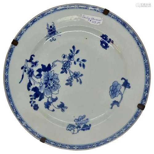 Pair Chinese Export Blue and White Plates, 19th. c.