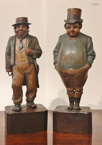 A Cheerful Pair Of Carved Dickensian Characters