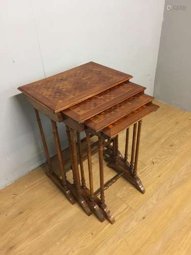 Edwardian Quartetto Of Walnut Tables With Marquetry And Parq...