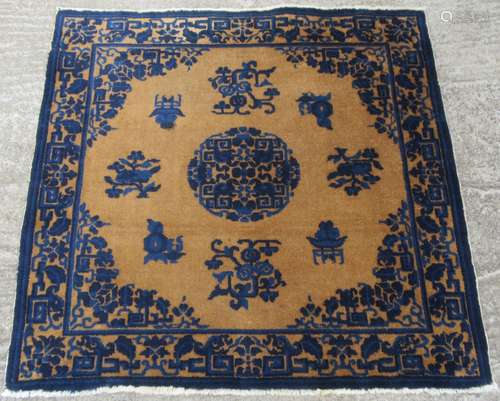 Scarce Antique Chinese Ningxia Large Seating Mat Rug (made F...