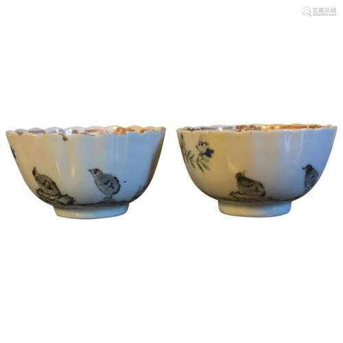 Pair 18th century Chinese Export Porcelain Famille Rose Tea ...