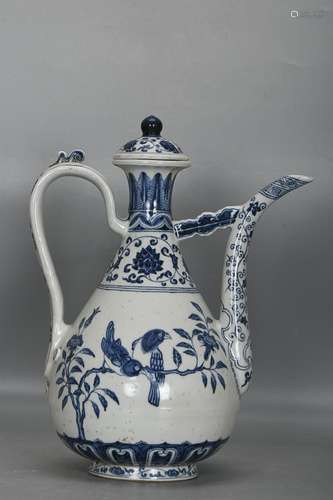 CHINESE BLUE-AND-WHITE EWER DEPICTING 'LOTUS SCROLL AND ...