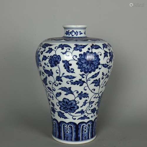 CHINESE BLUE-AND-WHITE MEIPING VASE DEPICTING 'FLORAL...