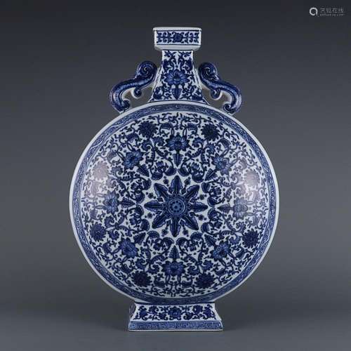 CHINESE BLUE-AND-WHITE VASE DEPICTING 'LOTUS SCROLL'...