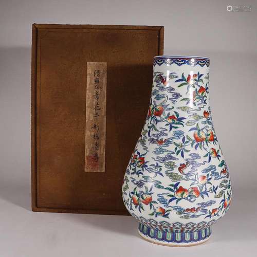 CHINESE BLUE-AND-WHITE DOUCAI ZUN VASE DEPICTING 'BAT AN...