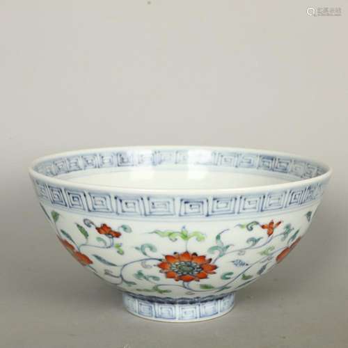 CHINESE DOUCAI BOWL DEPICTING 'FLORAL', 'MING XU...