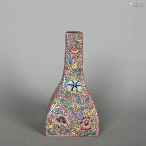 CHINESE PAINTED ENAMEL VASE DEPICTING 'FLORAL', '...