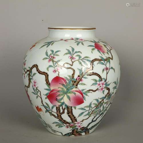 CHINESE FAMILLE-ROSE JAR DEPICTING 'PEACH', 'QIN...