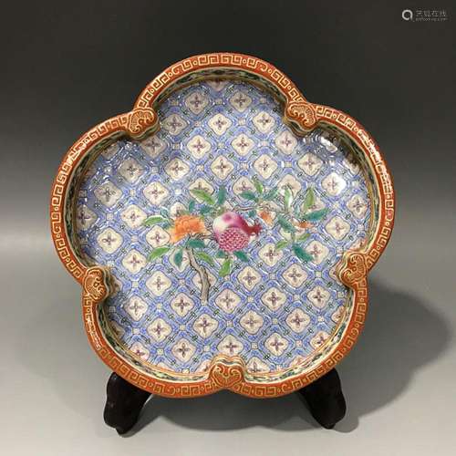 CHNESE FAMILLE-ROSE WASHER DEPICTING 'POMEGRANATE AND FL...