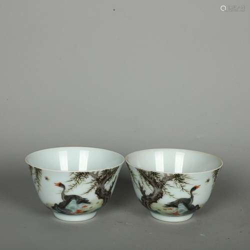 CHINESE FAMILLE-ROSE BOWL DEPICTING 'DUCK', 'QIN...