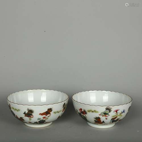 CHINESE FAMILLE-ROSE BOWL DEPICTING 'FOWL', 'QIN...