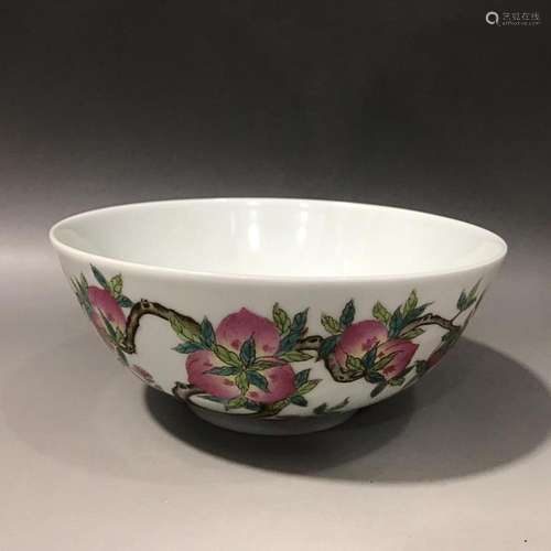 CHINESE FAMILLE-ROSE BOWL DEPICTING 'PEACH', 'QI...