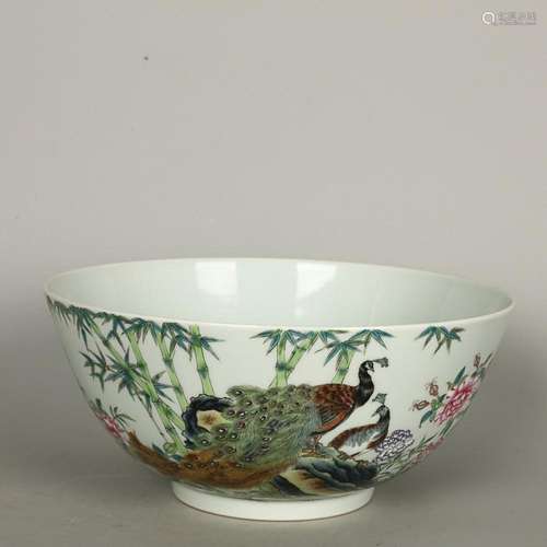 CHINESE FAMILLE-ROSE BOWL DEPICTING 'PEACOCK AND FLOWER&...