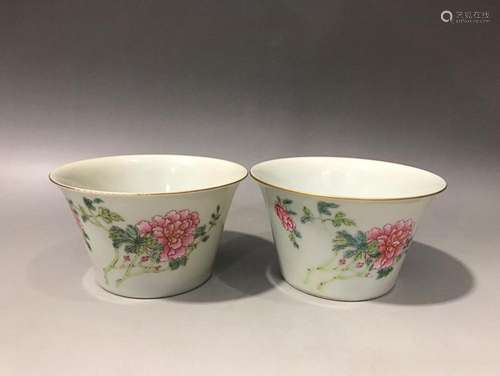 TWO CHINESE FAMILLE-ROSE CUPS DEPICTING 'FLORAL', &#...