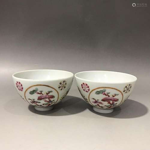 TWO CHINESE FAMILLE-ROSE CUPS DEPICTING 'FLORAL', &#...