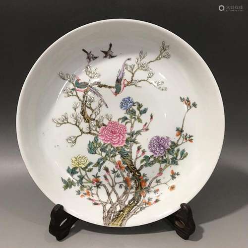 CHINESE FAMILLE-ROSE CHARGER DEPICTING 'BIRD AND FLOWER&...