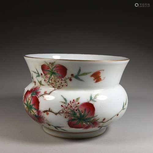 CHINESE FAMILLE-ROSE SLAG BUCKET DEPICTING 'PEACH', ...