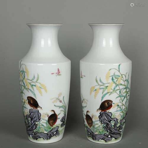 CHINESE FAMILLE-ROSE VASE DEPICTING 'BIRD AND FLOWER'...