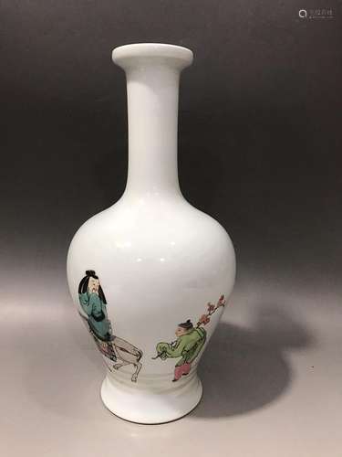 CHINESE FAMILLE-ROSE VASE DEPICTING 'FIGURE STORY', ...