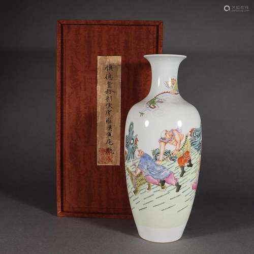 CHINESE FAMILLE-ROSE VASE DEPICTING 'FIGURE STORY', ...