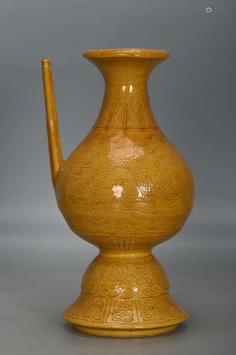 CHINESE YELLOW-GLAZED EWER DEPICTING 'DRAGON', '...