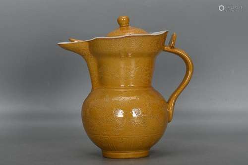 CHINESE YELLOW-GLAZED EWER DEPICTING 'DRAGON', '...