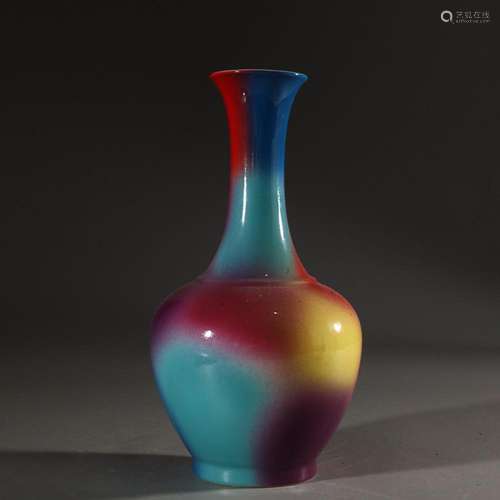 CHINESE FLAMBE-GLAZED VASE, 'QING QIANLONG' MARK