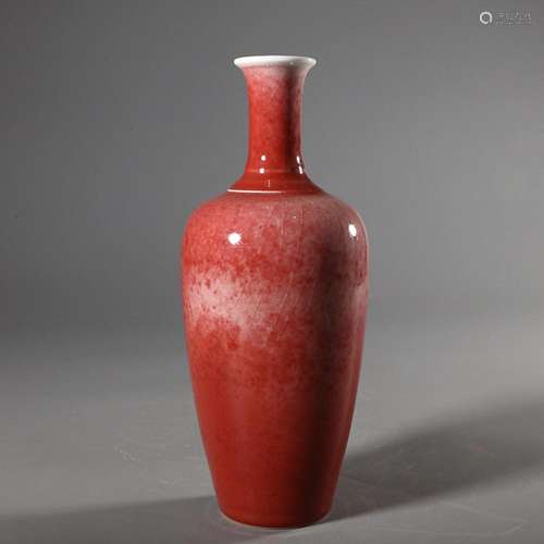 CHINESE PEACHBLOOM-GLAZED VASE,' QING KANGXI' MARK