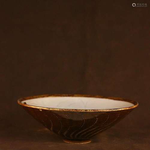 CHINESE BRONZE-MOUNTED DING-WARE BOWL DEPICTING 'MANDARI...