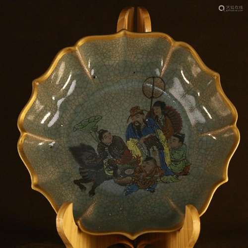 CHINESE POLYCHROME ENAMEL RU-WARE WASHER DEPICTING 'FIGU...