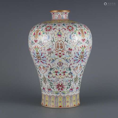 CHINESE FAMILLE-ROSE MEIPING VASE DEPICTING 'BAT AND LOT...