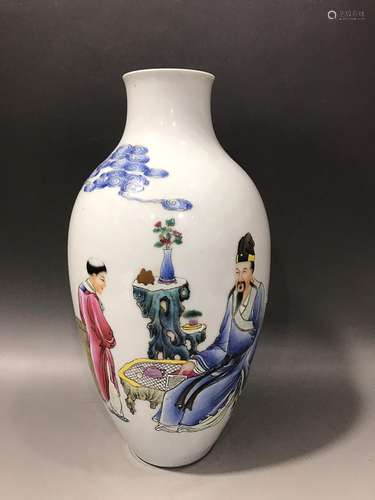 CHINESE FAMILLE-ROSE VASE DEPICTING 'FIGURE STORY', ...