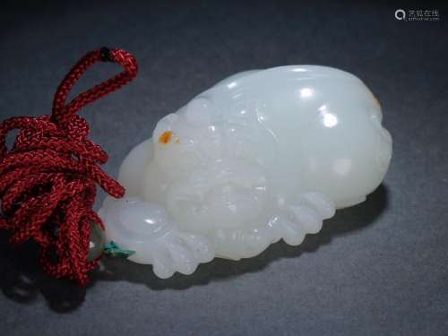 : the hotan white jade the mythical wild animalSize: 6.2 cm ...