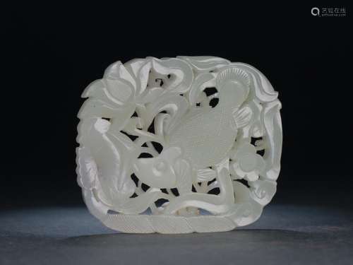 : hetian jade lotus pondboring jade wallSize: 7.3 cm wide an...