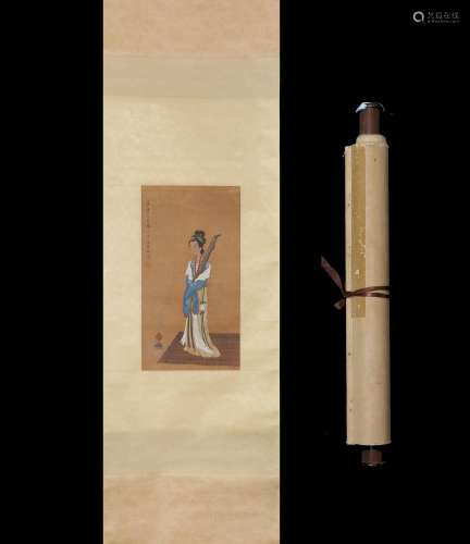 Figure silk scroll GaiQi maidSize, 22 * 41