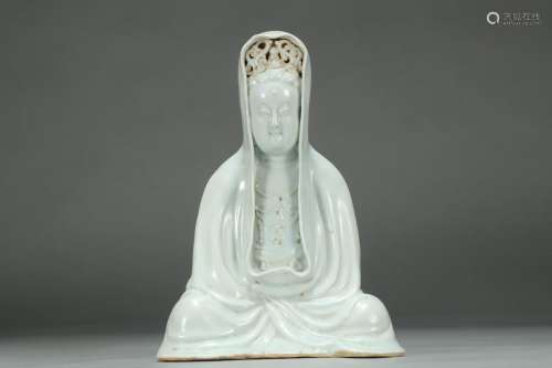 White glazed guanyin caveSize: high abdominal diameter 17.5 ...