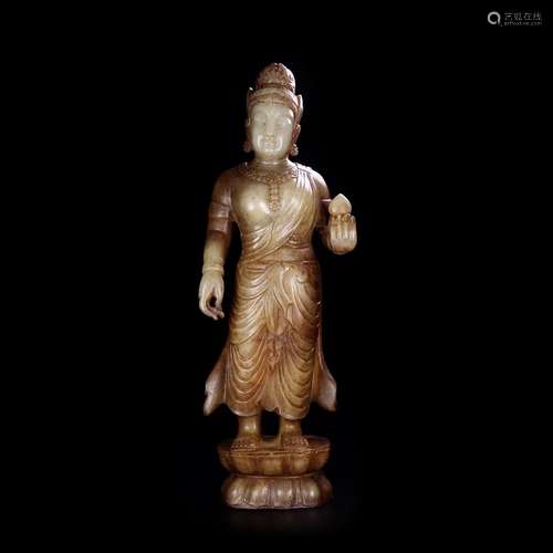 Hetian jade manjusri bodhisattva, exquisite jade oil moisten...