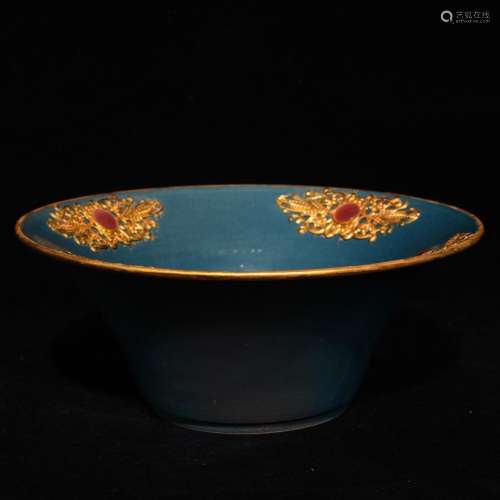 Kiln gold inlay stone bowl x21.5 8.8 cm