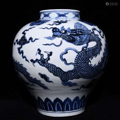 Blue and white dragon 34 x33cm tank