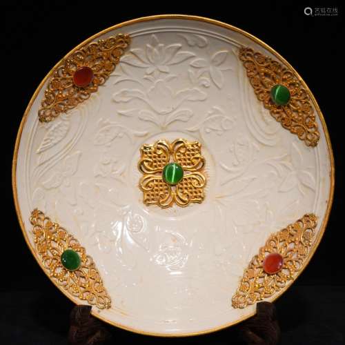 Kiln jewel-encrusted bowl x20.8 4.8 cm plated with gold