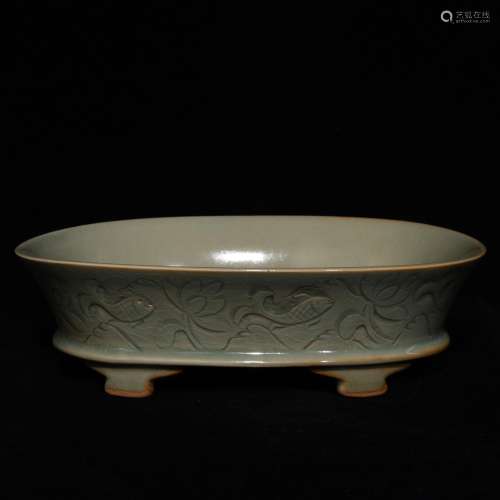 Yao state kiln carved narcissus basin x23.3 6.8 cm