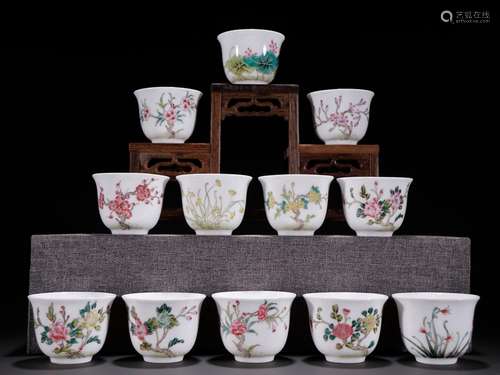 A set of twelve flora, pastel cupSpecification: single high ...