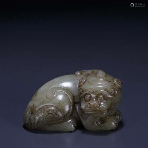 : hetian jade the mythical wild animal carvingsLength: 6.7 c...