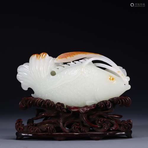 : hetian jade "years of more than" fish furnishing...